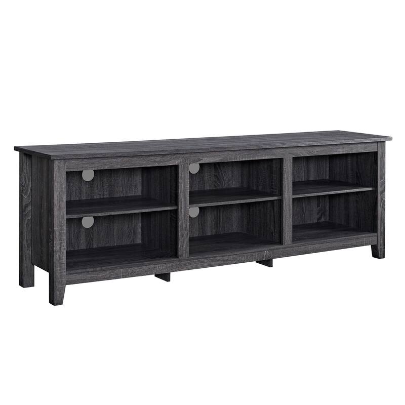 Stylish 70" TV Stand with 3 Shelves - Perfect for 80" TVs in Modern Transitional Design - Charcoal grey