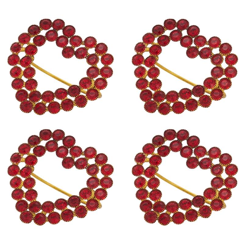 Beaded Napkin Rings With Heart Design (Set of 4)