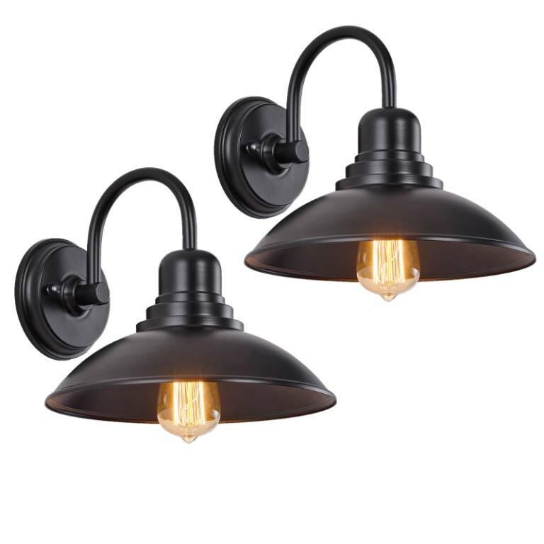 2 Pack 9"H Dimmable Outdoor Barn Light - Textured Black