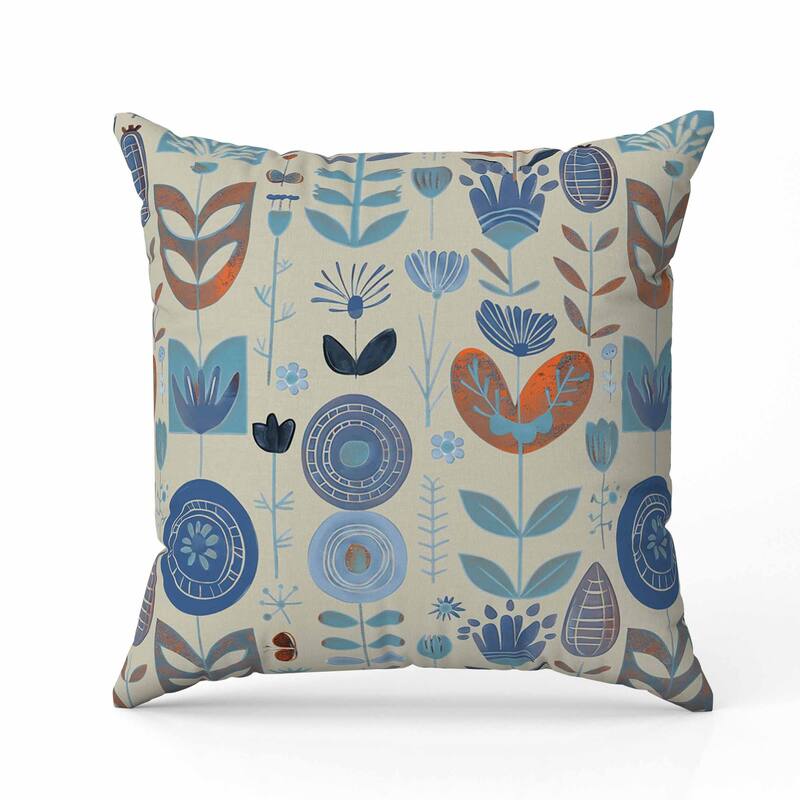 Baltic Blossoms Faux Suede Reversible Throw Pillow Beige and Blue