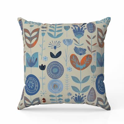 Baltic Blossoms Faux Suede Reversible Throw Pillow Beige and Blue