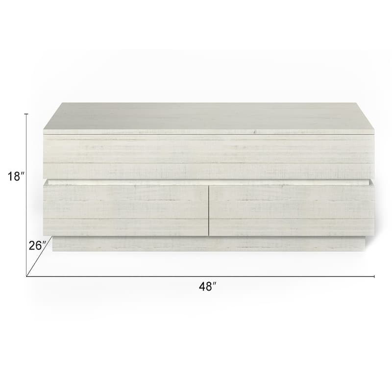 Magnussen Home Claudette Alabaster Lift Top Storage Cocktail Table with Casters - 48''W x 26''D x 18''H
