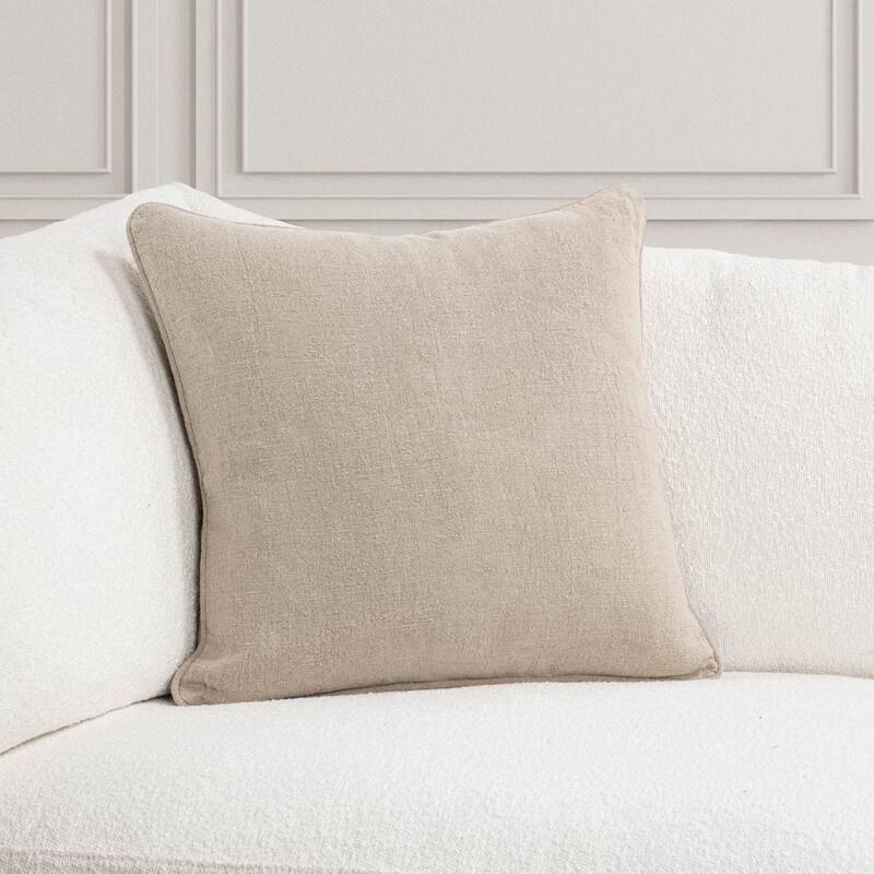 Villa by Classic Home Bedford Linen Fabric Throw Pillow - Natural