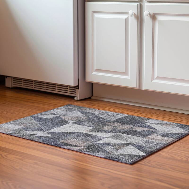 Premium Washable Super Soft Contemporary Mosaic Mayfield Rug - Gray - 1'8" x 2'6"