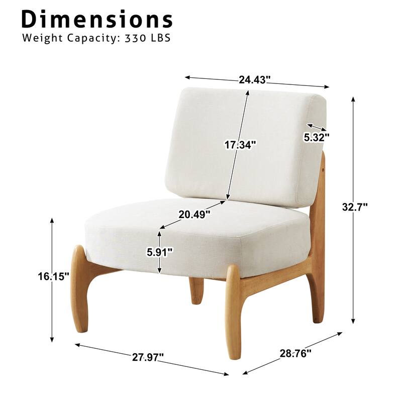 Modern Teddy Slipper Chair Armless Lounge Sofa
