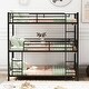 preview thumbnail 4 of 7, Twin Size Metal Triple Bunk Bed, with Wood Decoration Footboard and Headboard and Full-length Guardrail