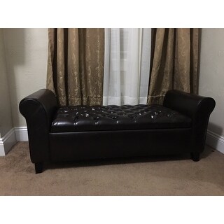 Shop Keiko Tufted Faux Leather Armed Storage Ottoman Bench ...