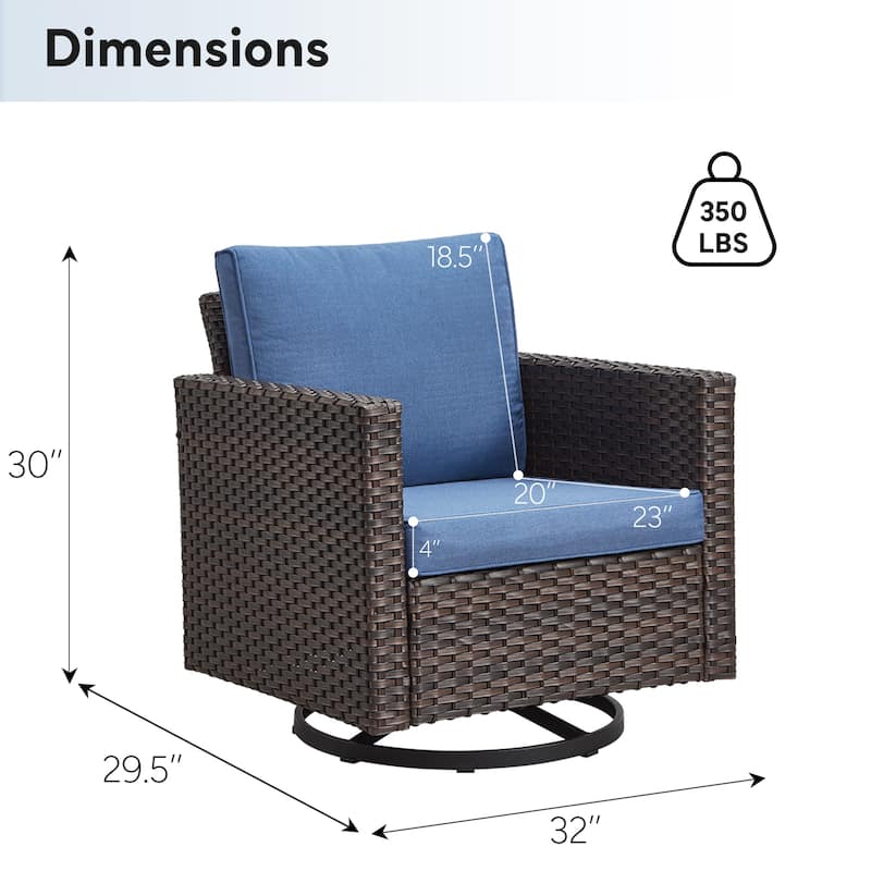 Pocassy Glider Chairs PE Wicker Swivel Chairs Set of 4