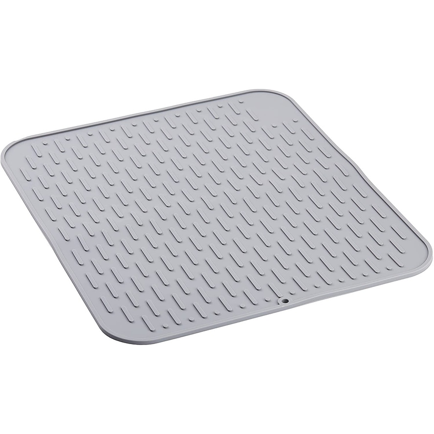 Silicone Dish Drying Mats for Kitchen Counter, XXL 23 x 18 Inches Rubber  Dish Drainer Mat for Counter, Washable Heat Resistant Dish Pad (Grey)
