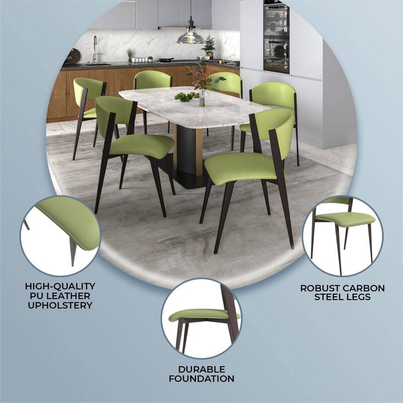 Leather Dining Chairs with Iron Legs and Open-Back Design Aspen Series Set of 2