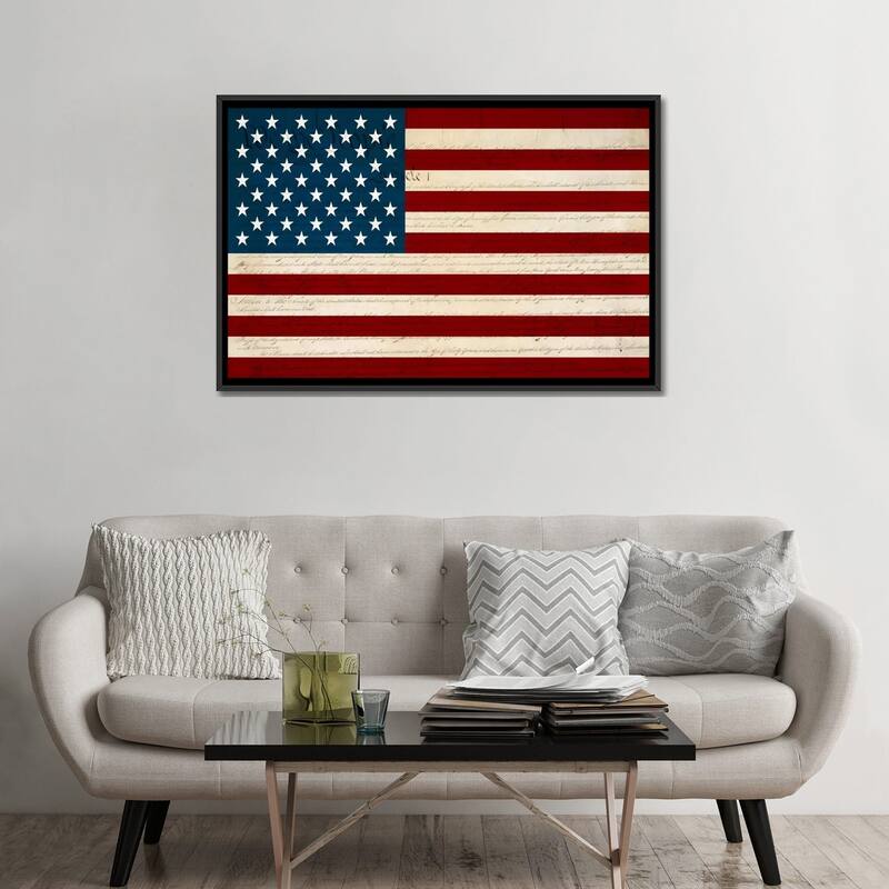 iCanvas "USA Flag (U.S. Constitution Background)" by iCanvas Framed Canvas Print