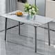 Minimalist Dining Table with Rectangular Sintered Stone and Tempered Glass Tabletop, Big Robust Aluminum Legs
