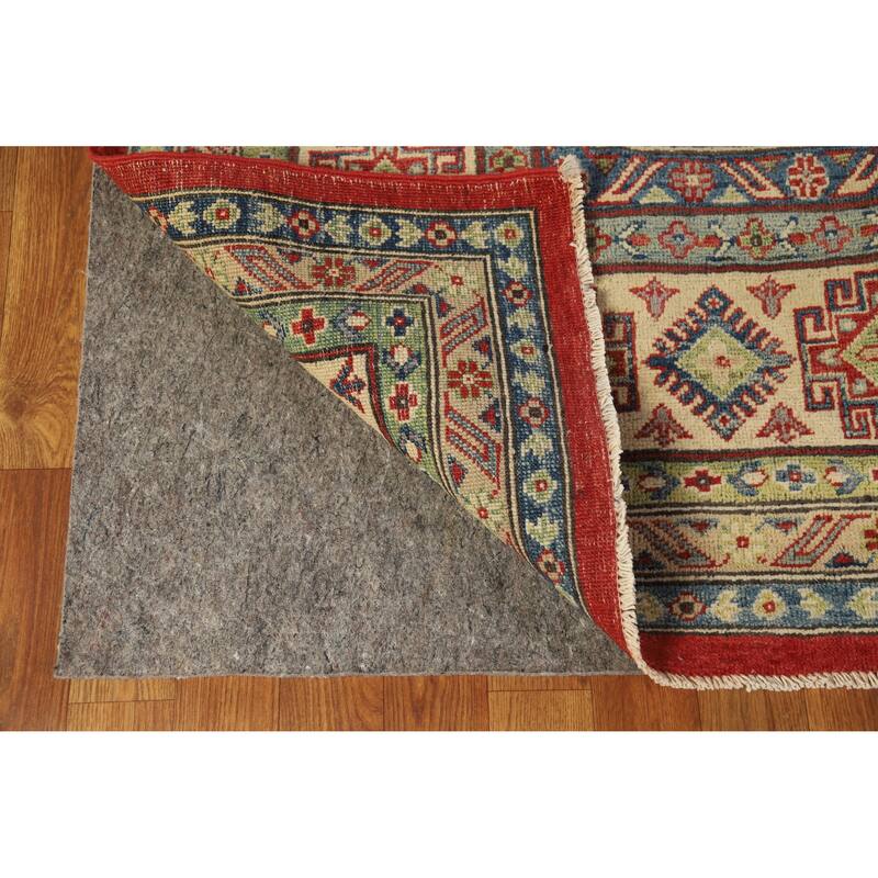 Hand Knotted Oriental 100% Wool Carpet Traditional Geometric Red Kazak Area Rug - 13' 11'' X 9' 6''