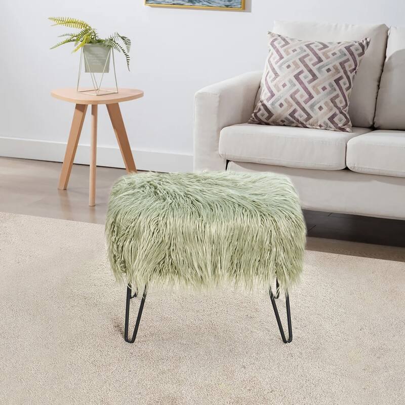 Mongolian Fauxfur Ottoman