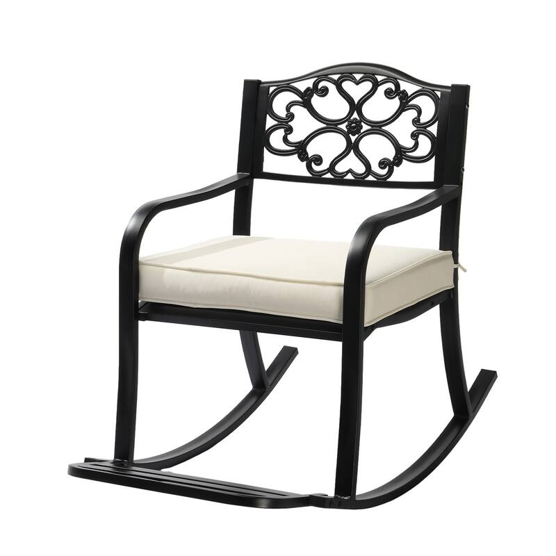 Outdoor Rocking Chair Bench with Weatherproof Cushion - 23.2" x 40.1" x 35.6"