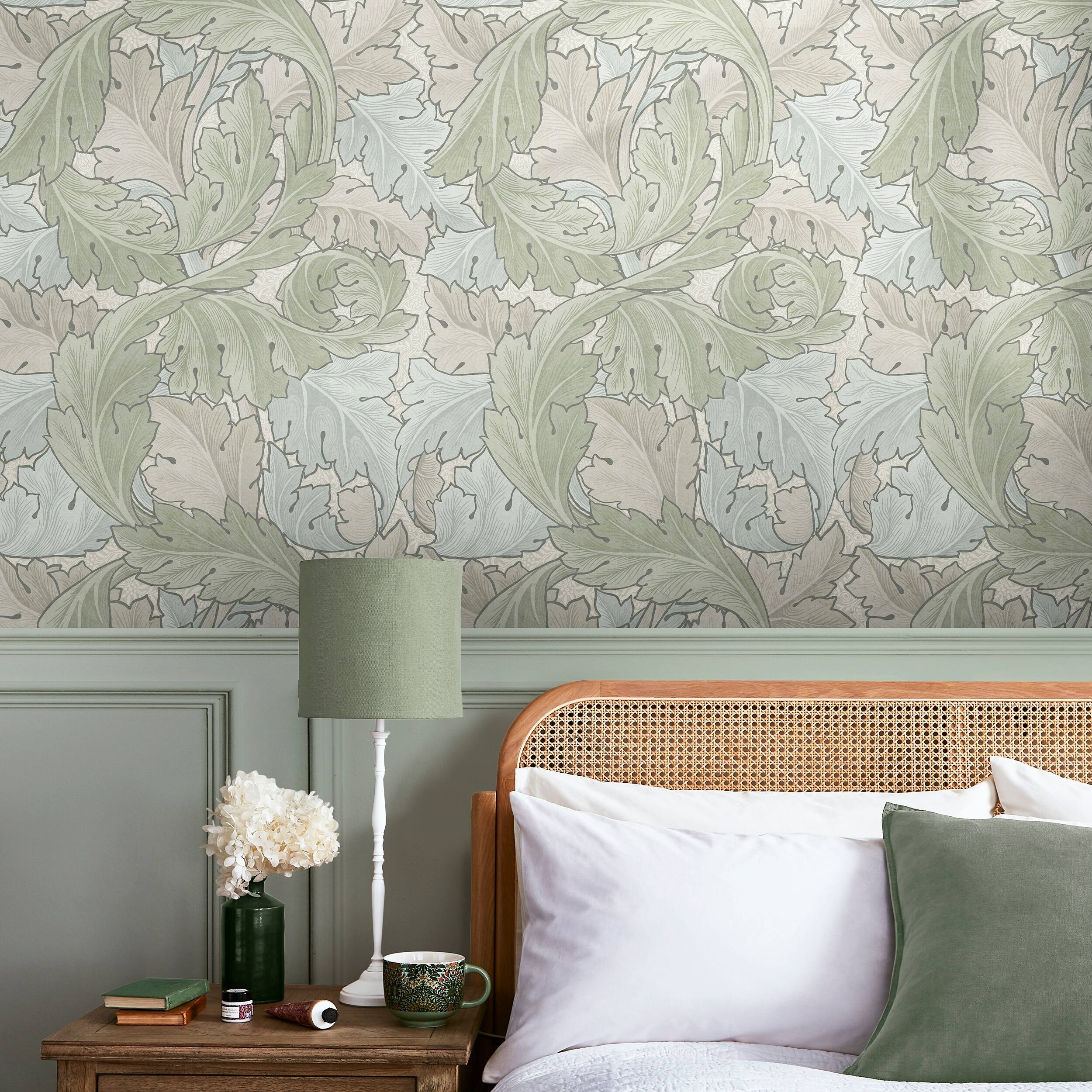 William Morris Acanthus Sage & Duck Egg Wallpaper - Bed Bath & Beyond ...