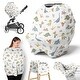 preview thumbnail 1 of 4, Sweet Jojo Designs Watercolor Dinosaur Dino Boy 5 in 1 Baby Car Seat and Nursing Cover Green Blue Modern Jurassic Nature Animal