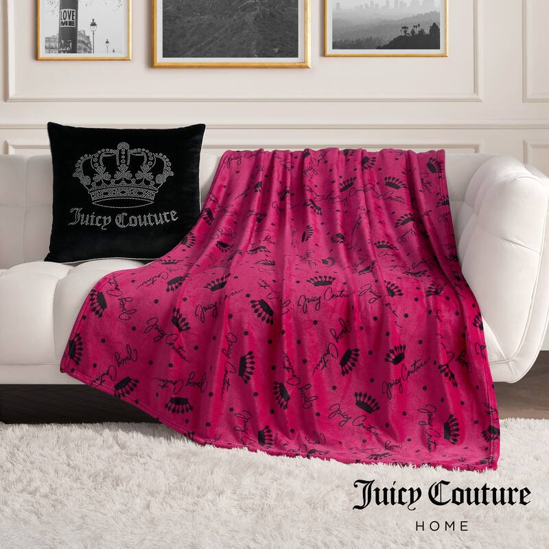 Juicy Couture Crown Script 50" x 70" Plush Throw