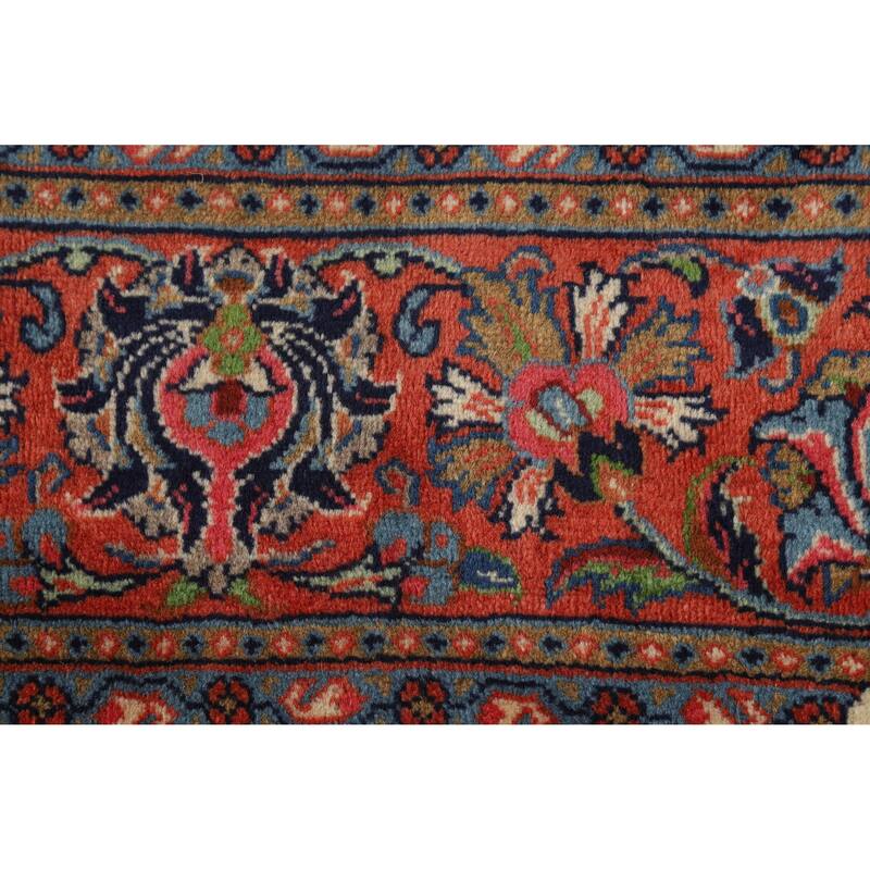 Hand Knotted Oriental 100% Wool Carpet Traditional All-Over Beige & Ivories Sarouk Area Rug - 9' 10'' X 6' 7''