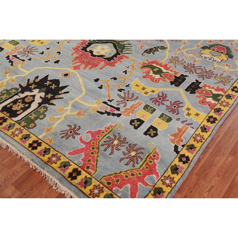 Light Blue Oushak Indian Area Rug Handmade Wool Carpet - 7'11" x 10'0"