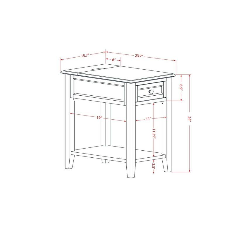 Modern End Table Nightstand - Rectangle Bedside Table with Drawer & USB Ports - Bedroom Furniture - 24