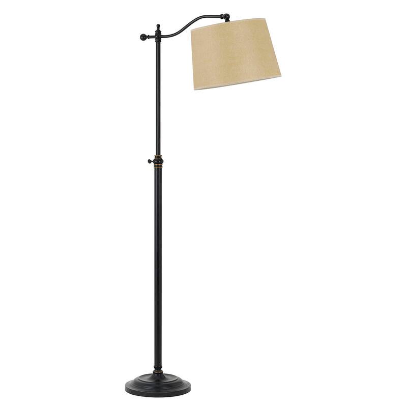 HomeRoots 63" Bronze Metal Adjustable Floor Lamp With Tan Paper Square Shade - 28