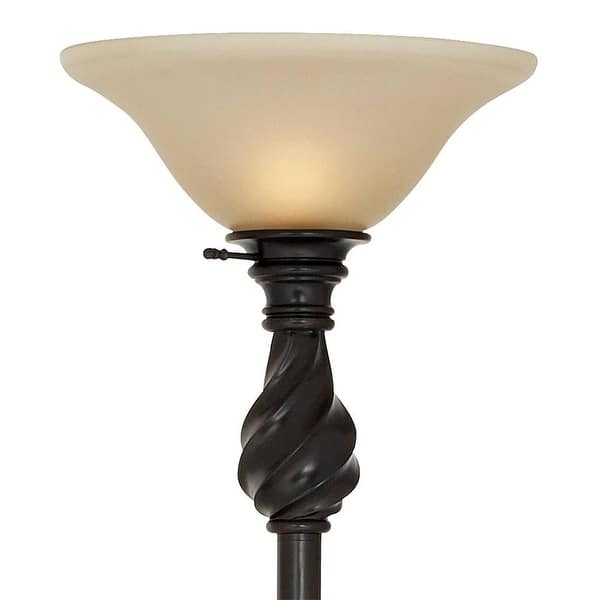 Traditional Torchiere Floor Lamp Swirl Amber Glass For Living Room - 13 ...