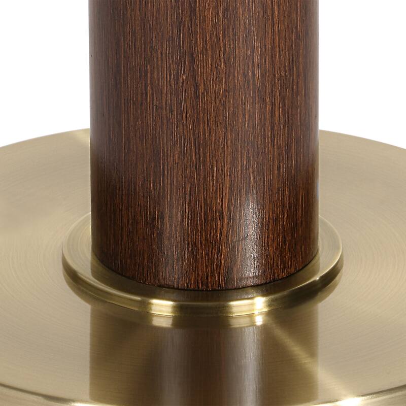 Stacked Wooden Floor Lamp with Drum Shade - 62.5" - Brown and Brass Plated