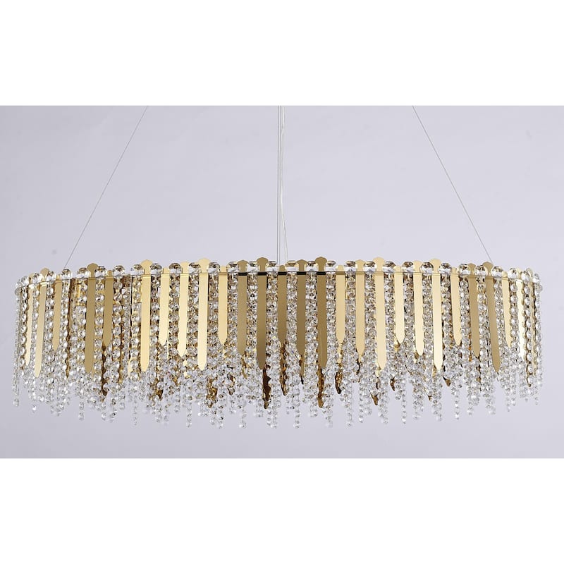 Transitional 16-Light Gold Crystal Chandelier