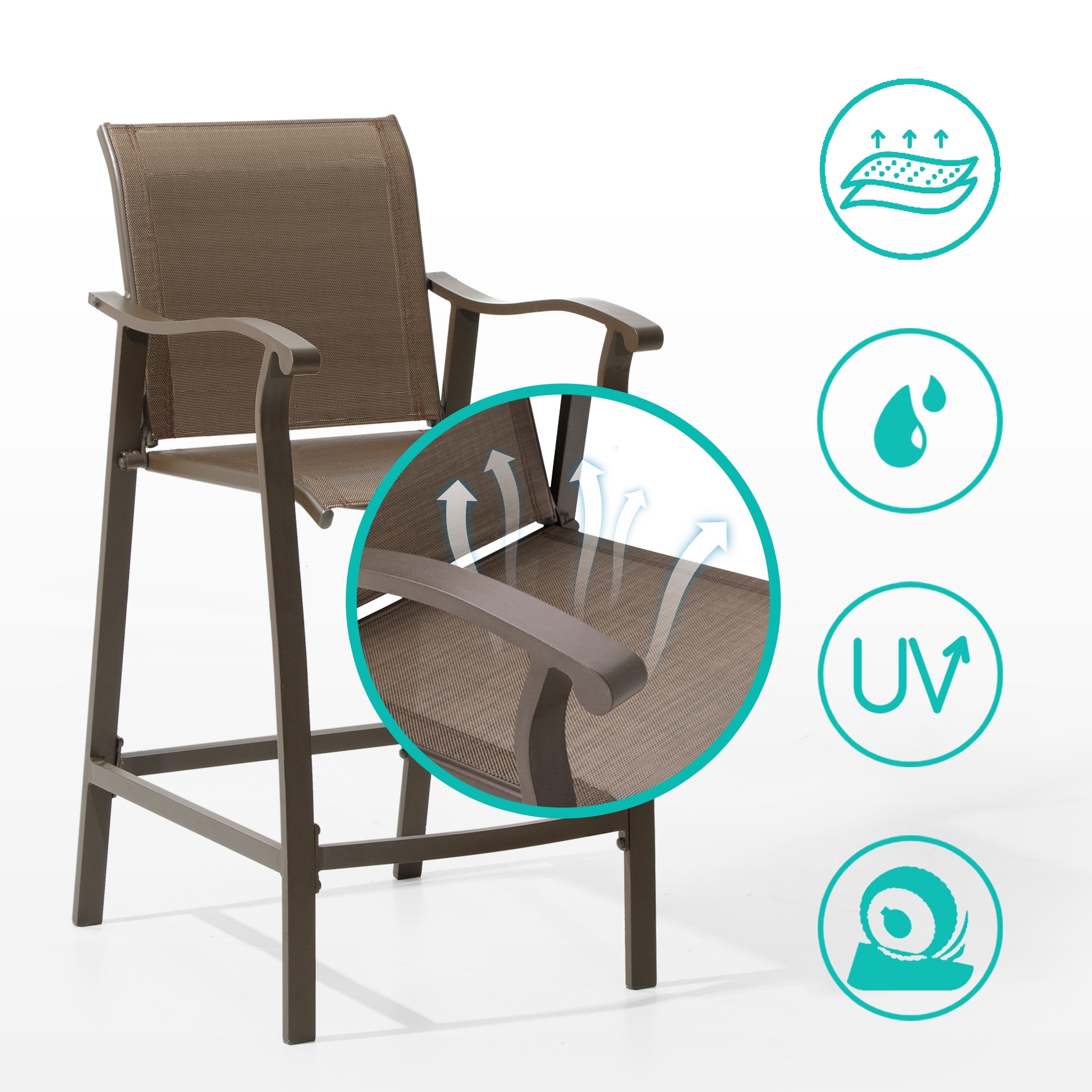 VredHom Outdoor Aluminum Bar Stools Chairs Set of 2 21.9