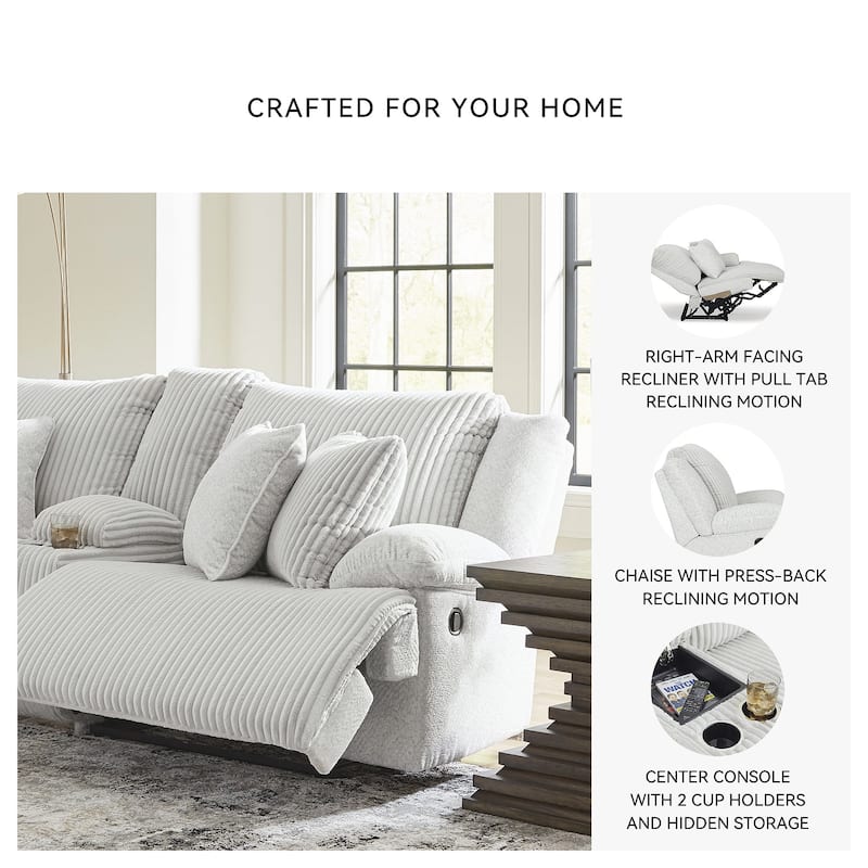 Signature Design by Ashley Top Tier 3-Piece Reclining Sectional with Chaise - 105"W x 74"D x 41"H