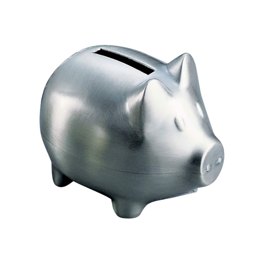 3" X 4" Metallic Gray Brushed Nickel Piggy Coin Bank