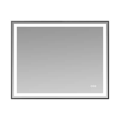 Modern LED Bathroom Mirror with Adjustable Color Temperature and Anti-Fog Dimmable Light - 40” x 32” x 0.16”