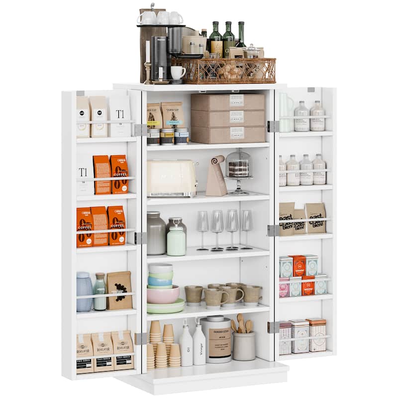 Futzca 47in Pantry Cabinet, Wooden Kitchen Storage Cabinets