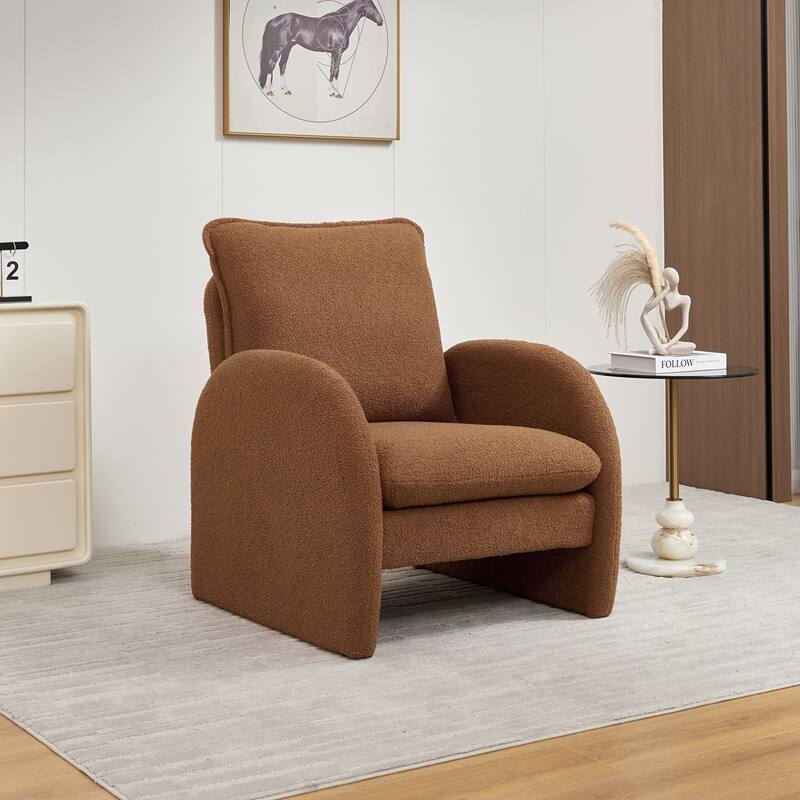Modern Sherpa Upholstered Accent Chair - Orange-28.35"*29.92"*34.65"(L*W*H)