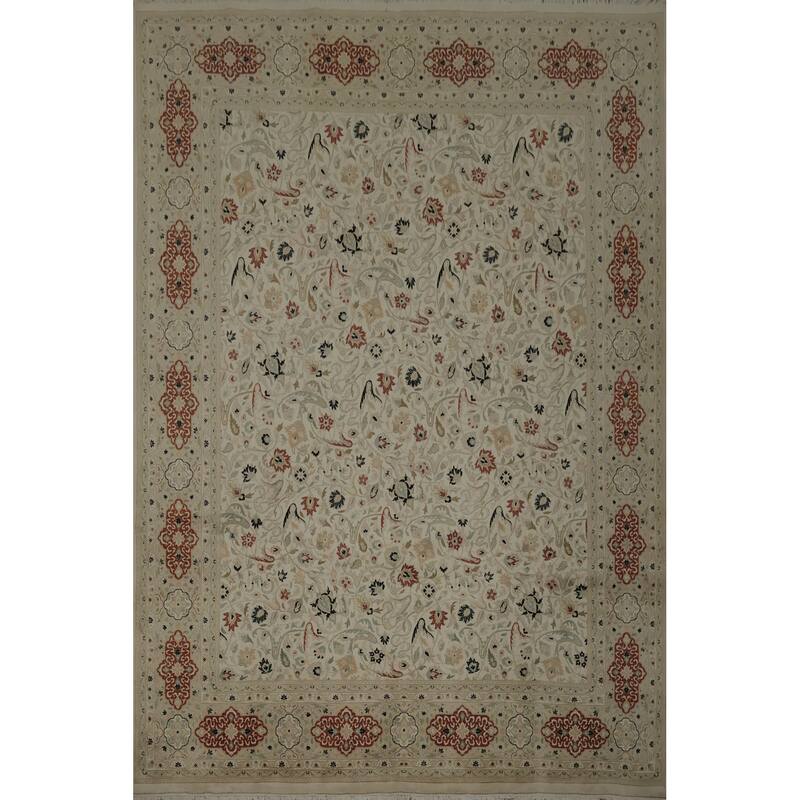 Hand Knotted Oriental 100% Wool Carpet Traditional All-Over Beige & Ivories Ziegler Area Rug - 10' 4'' X 8' 1''