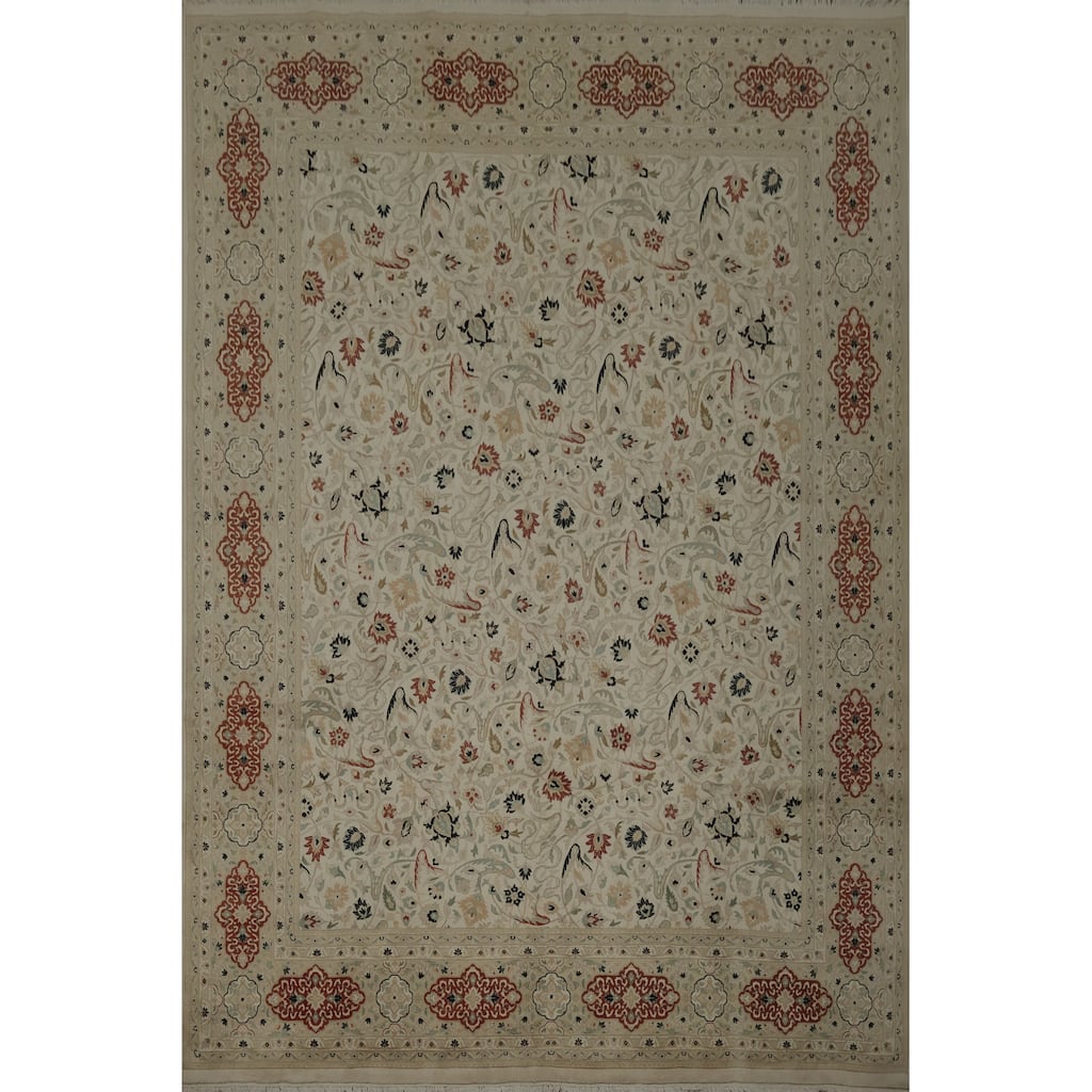 Hand Knotted Oriental 100% Wool Carpet Traditional All-Over Beige & Ivories Ziegler Area Rug - 10' 4'' X 8' 1''
