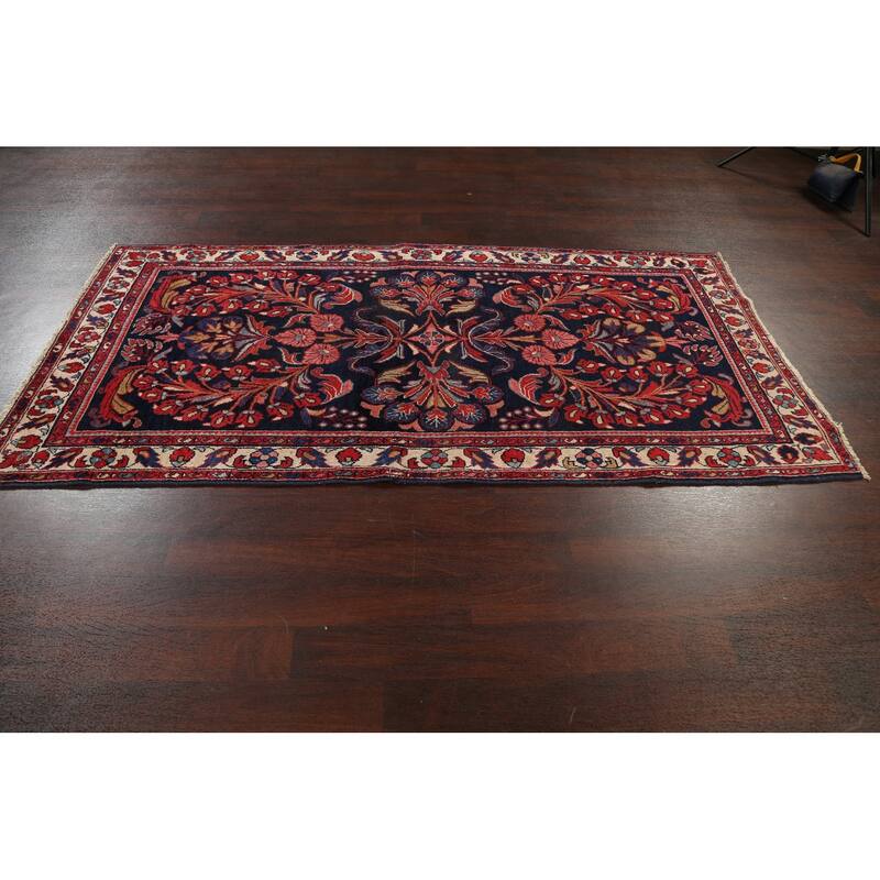 Antique Vegetable Dye Lilian Persian Area Rug Hand-knotted Wool Carpet - 4'4" x 8'4"