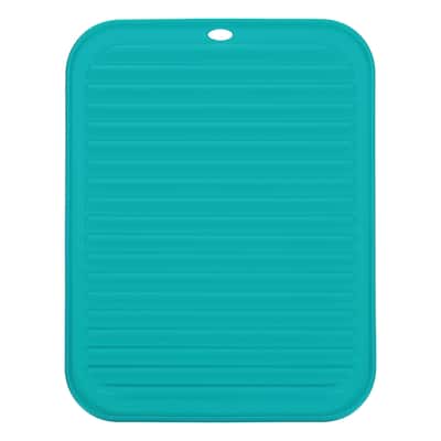 Silicone Dish Drying Mat, 9"x12" Trivets for Hot Pots and Pans - Dark Blue