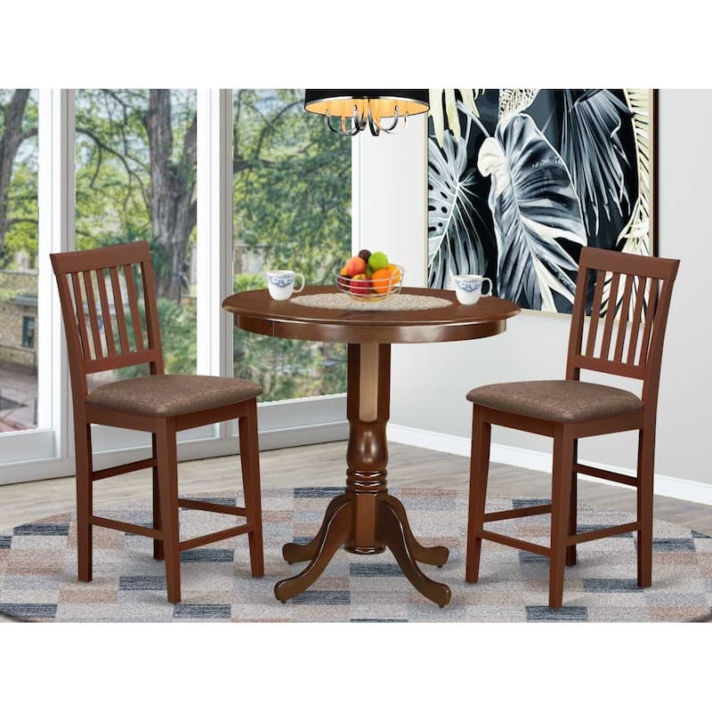 3-Piece Mahogany Finish Solid Wood Top - Dining Room Set - Seats 4