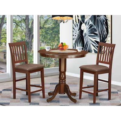 3-Piece Mahogany Finish Solid Wood Top - Dining Room Set - Seats 4
