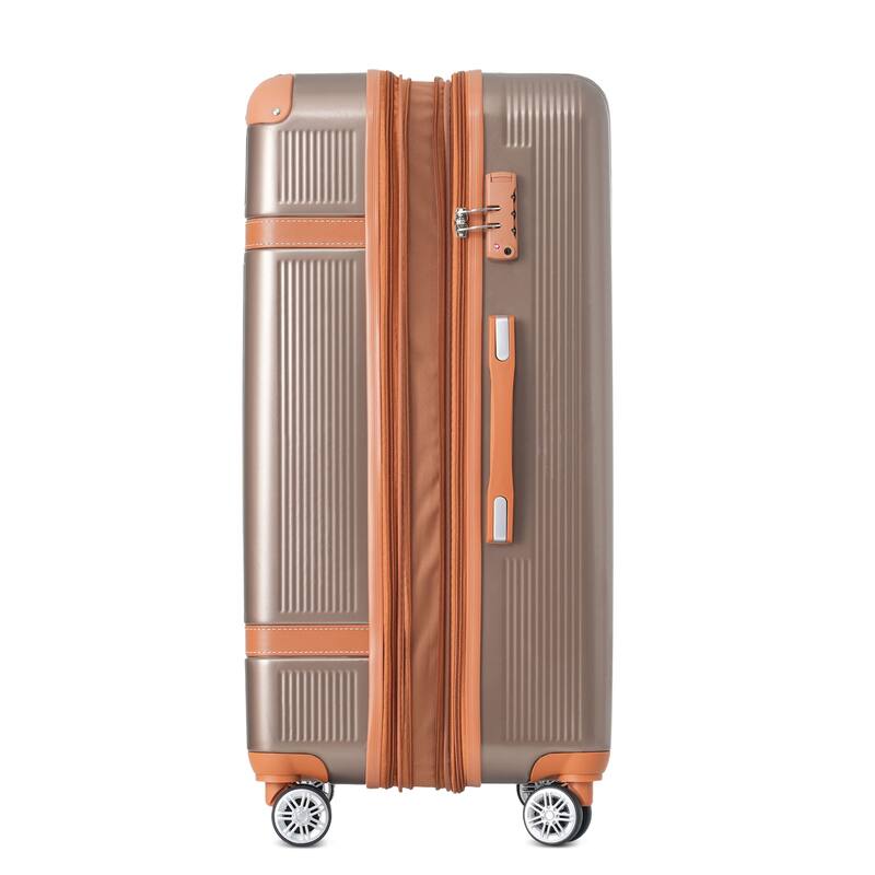 3 Piece Hardside Lightweight Luggage Sets with Double Spinner 8 Wheels and TSA Lock