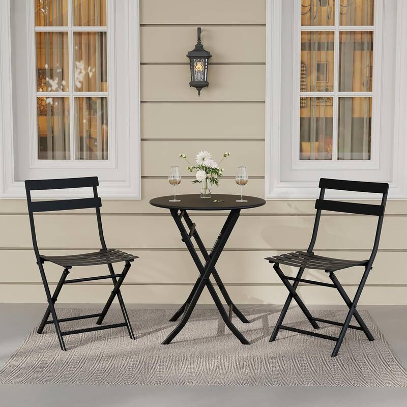 Outdoor Patio Foldable Bistro Set for Bar Garden Backyard