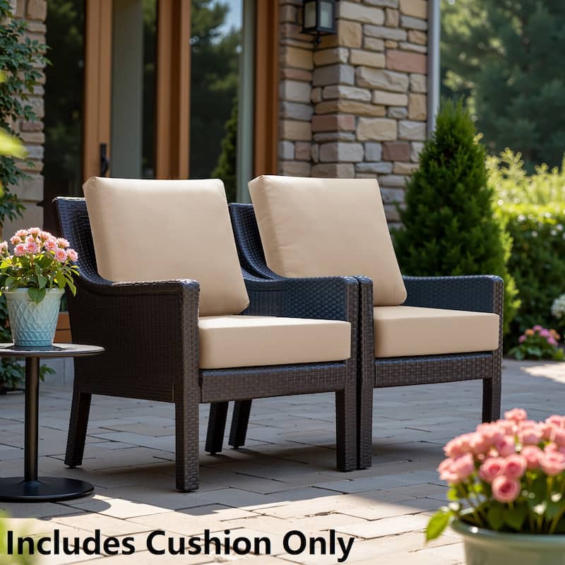 24" x 24" Outdoor Deep Seat Chair Cushion Set - Set of 2 - Beige