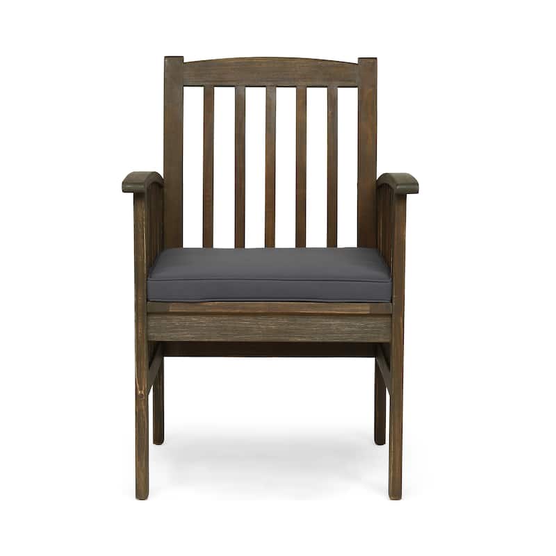 Casa Outdoor Acacia Wood Dining Chairs with Cushions (Set of 2) by Christopher Knight Home