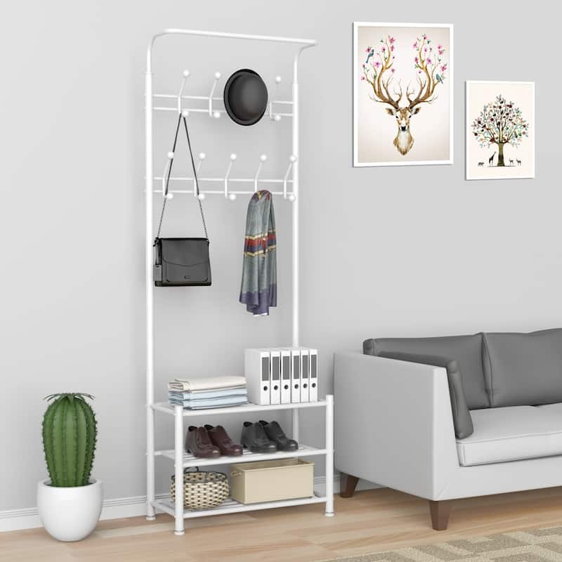 Yaheetech 74" H Metal Coat Racks Free Standing Entryway Storage Rack