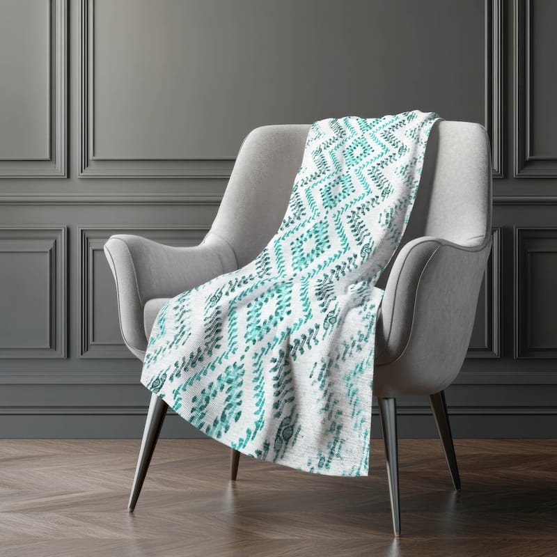Premium Machine Washable Boho Global Sherpa Throw Blanket