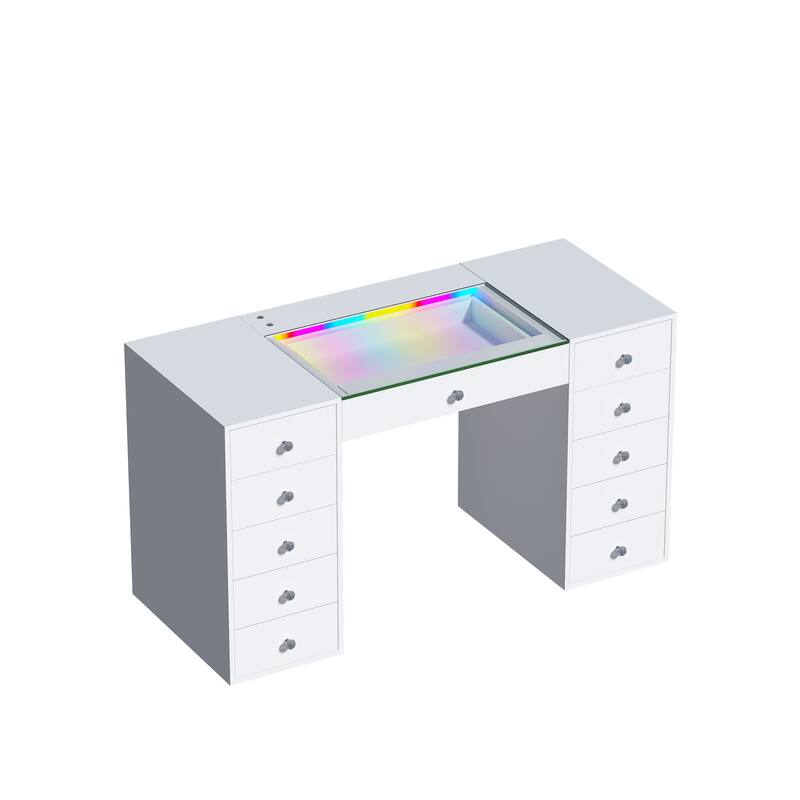 51.2" LED Makeup Vanity Desk with RGB Light Strip