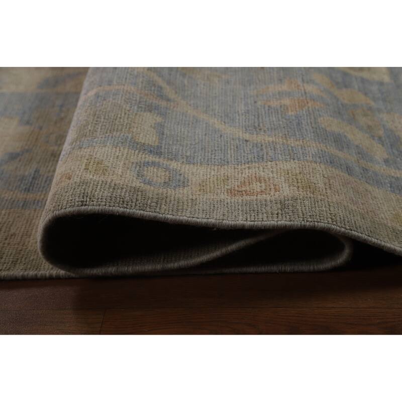 Hand Knotted Oriental 100% Wool Carpet Transitional All-Over Greys & Charcoal Oushak Area Rug - 13' 9'' X 10' 2''