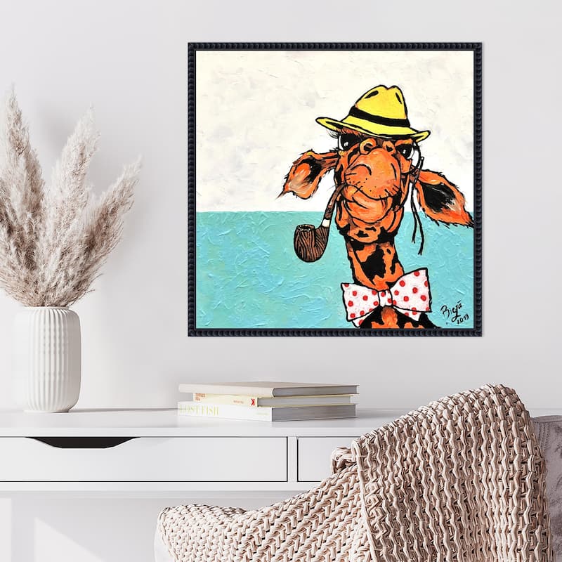 Mister Handsome by Anda Bieza Framed Canvas Wall Art Print - Sylvie Beaded Black